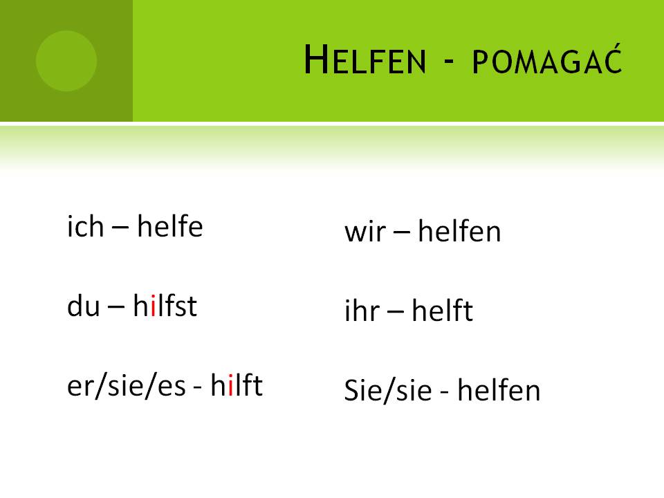 Odmiana czasownika helfen